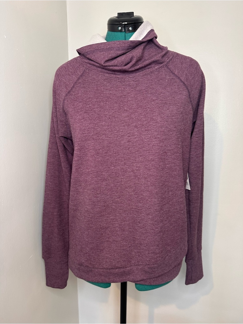 Jockey Brushed Back Fleece NWT Plum Cowl Neck Sweatshirt